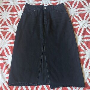 Forever 21 Black High-Rise Midi Skirt with Front Slit